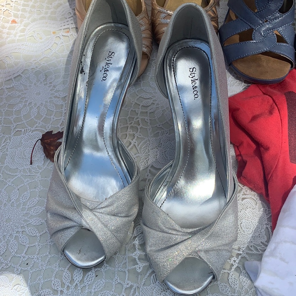 Silver metallic evening heel. Style & CO